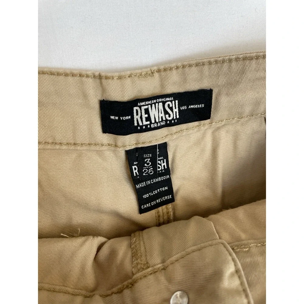 Rewash Brand Khaki Shorts Womens 3 / 26 Y2K Shortie‎ Tan Utility Preppy